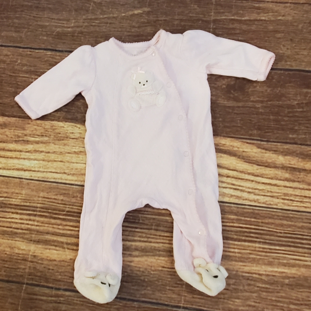Little Me pink baby footed sleeper size 3 months